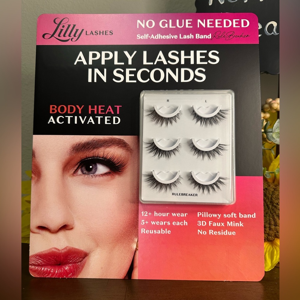Lilly Lashes - 3 sets! 3D Faux Mink , Reusable, Self - Adhesive Lash Band.